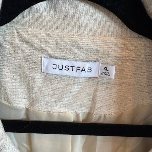 JustFab Linen-Blend Double-Breasted Blazer Beige Women's – Size XL - Picture 4 of 9